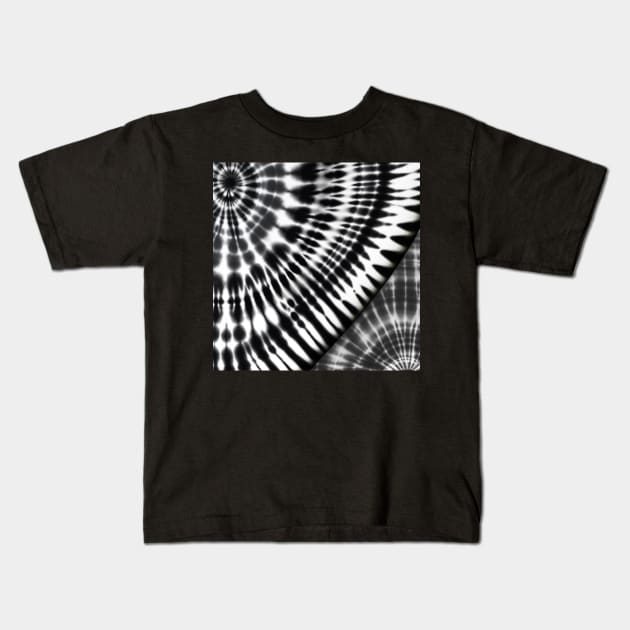 AI tie dye, black and white Kids T-Shirt by FlossOrFi